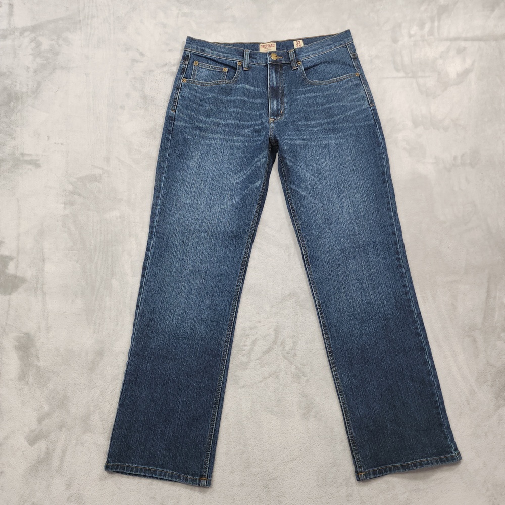 RedHead Jeans Mens 33x32 Blue Medium Wash Relaxed Fit Straight Stretch Denim
